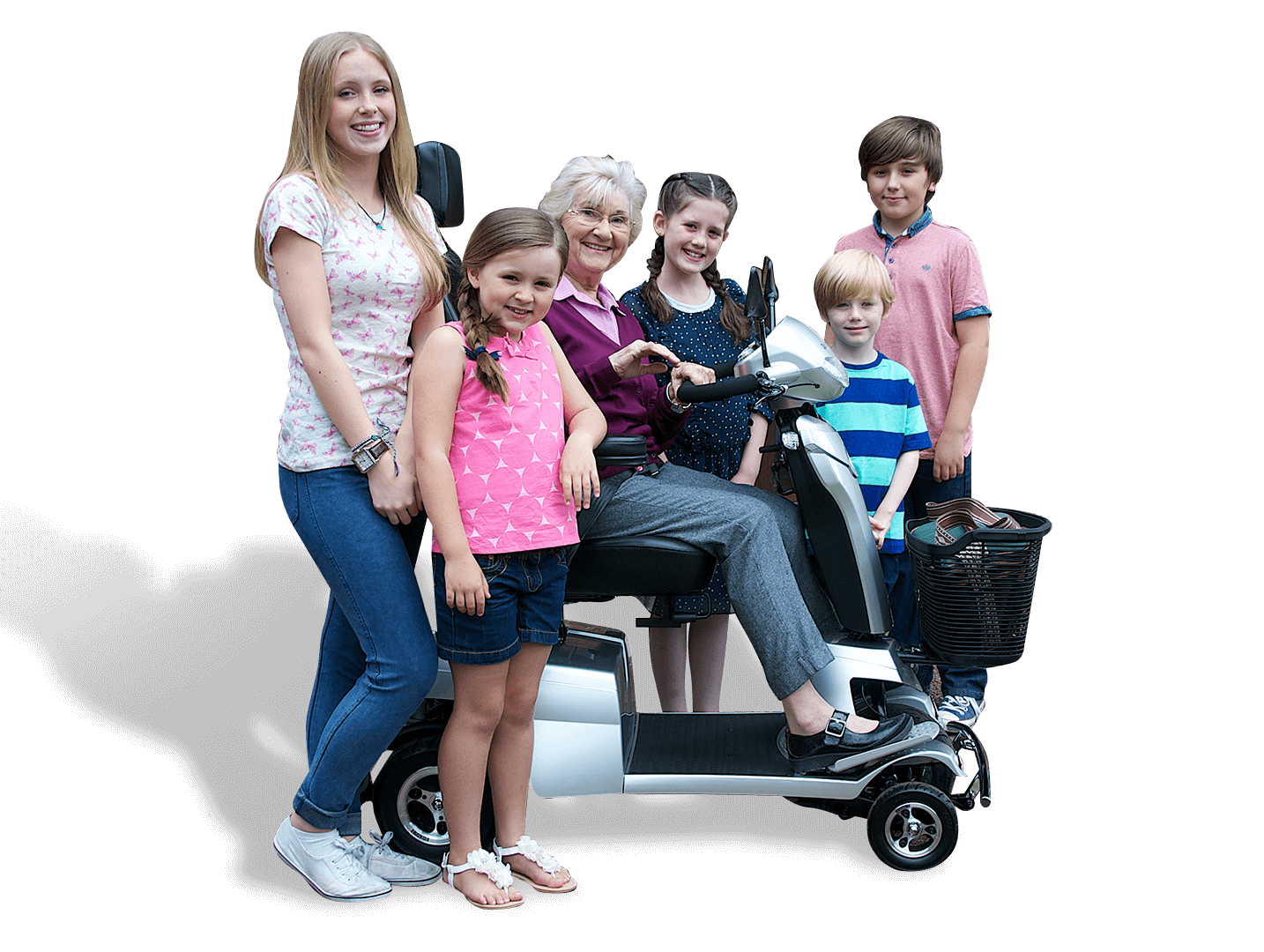 A family with a scooter